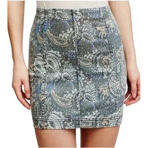 Free People Modern Femme Green Mini Short Skirt Paisley Fall Printed Size 12